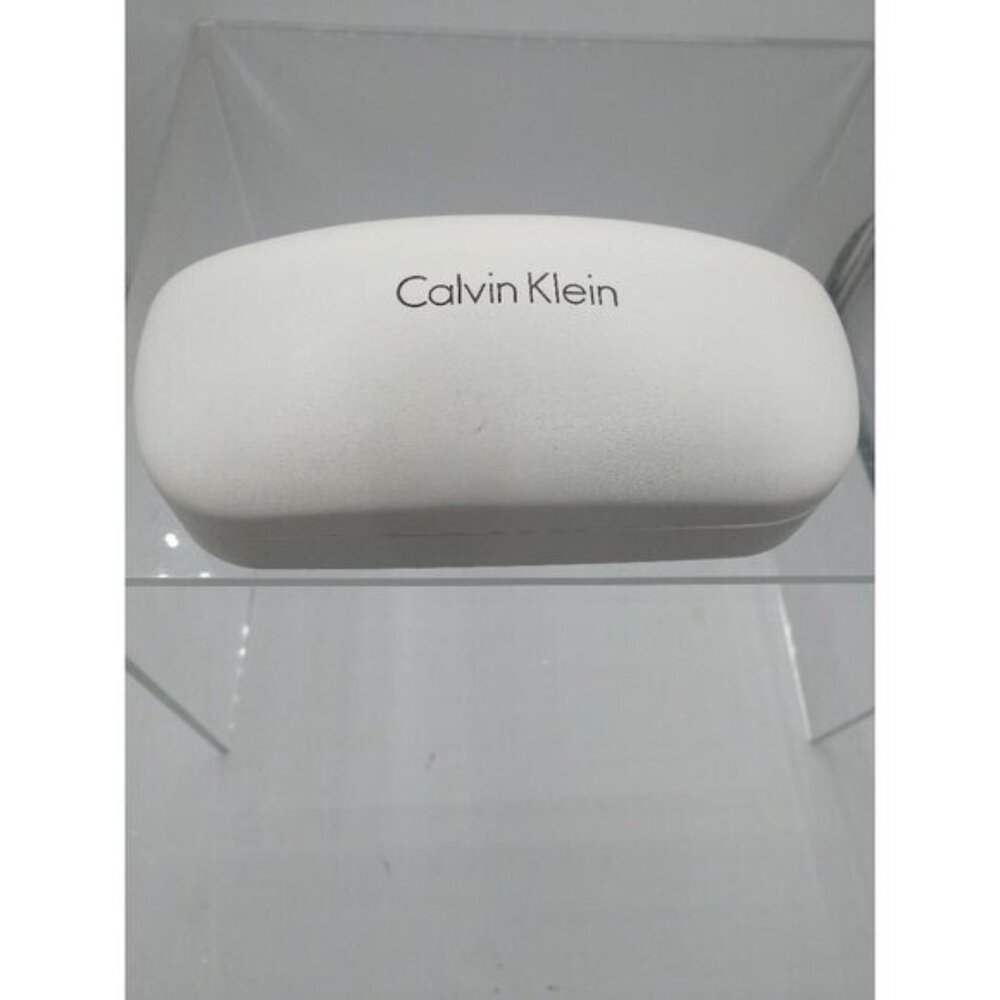 Calvin Klein White Hard Eyeglasses Case With Black Interior